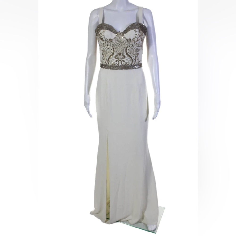 Dress the Population Silver Embellished Maxi Gown